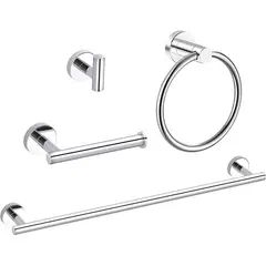 GENERICO - Juego de 4 Accesorios de Baño en Acero Inoxidable