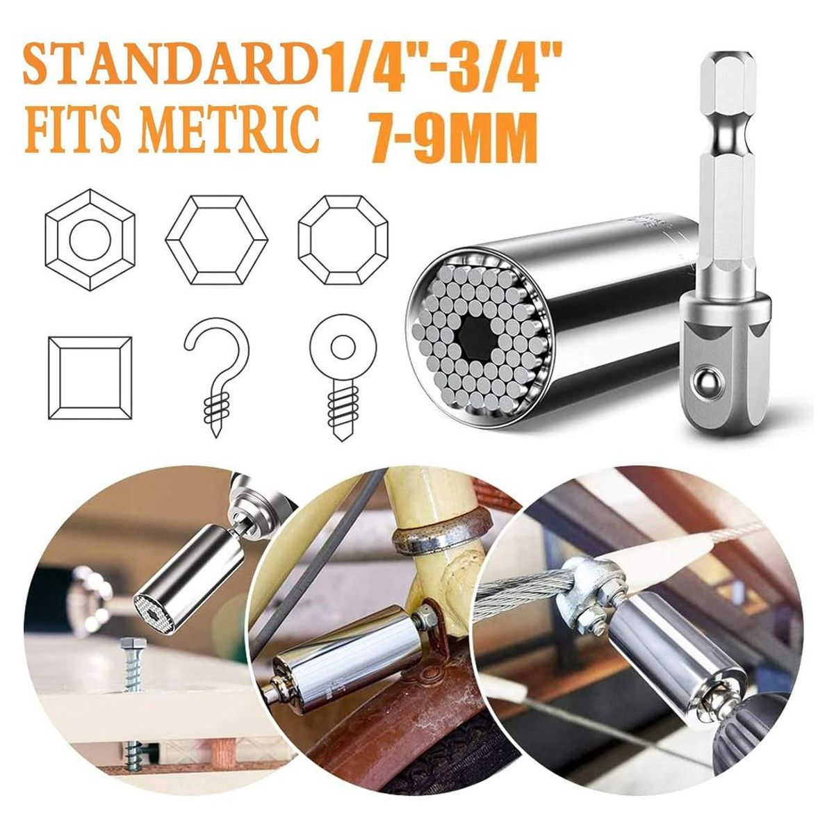 GENERICO - Llave Dado Universal Ajustable para Tuercas 7mm-19mm