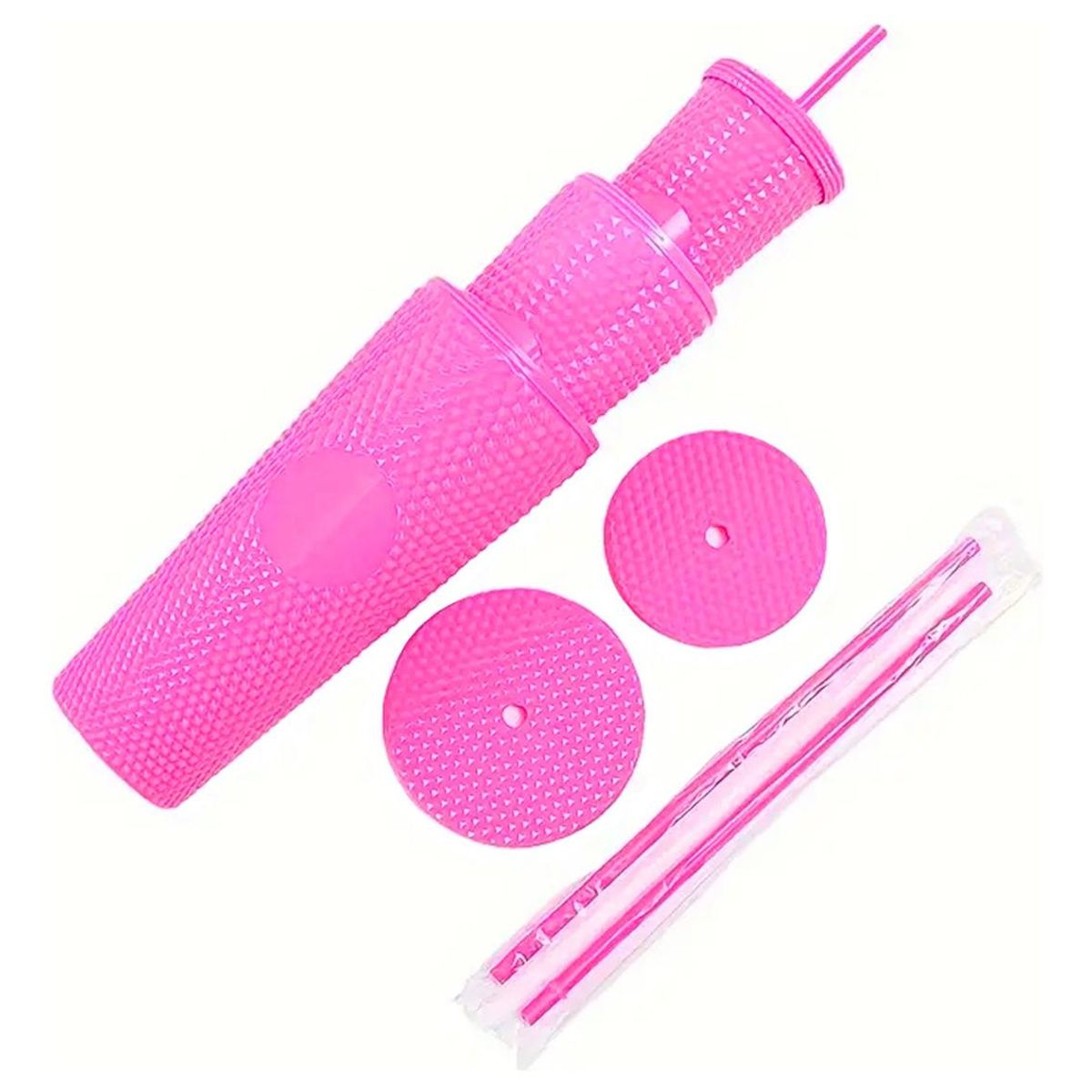 GENERICO - Set de 3 Vasos Tumbler Reutilizables con Tapa y Sorbete