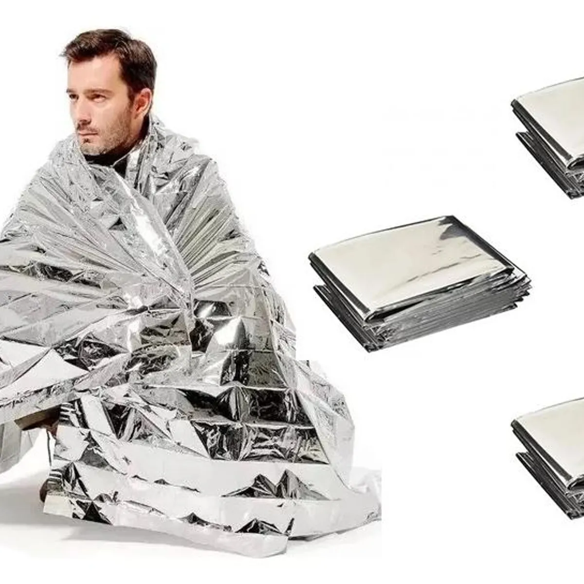GENERICO - Pack de 3 Mantitas Térmicas para Emergencias - 160 x 210 cm