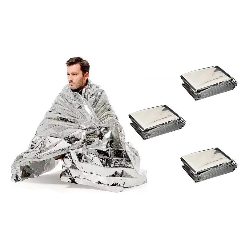 GENERICO - Pack de 3 Mantitas Térmicas para Emergencias - 160 x 210 cm