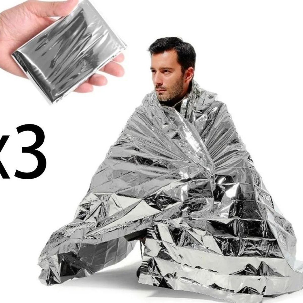GENERICO - Pack de 3 Mantitas Térmicas para Emergencias - 160 x 210 cm