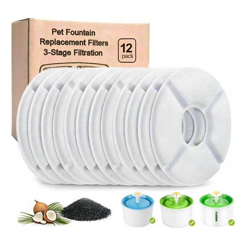 GENERICO - Pack de 12 Filtros de Agua para Mascotas - Gatos y Perros.