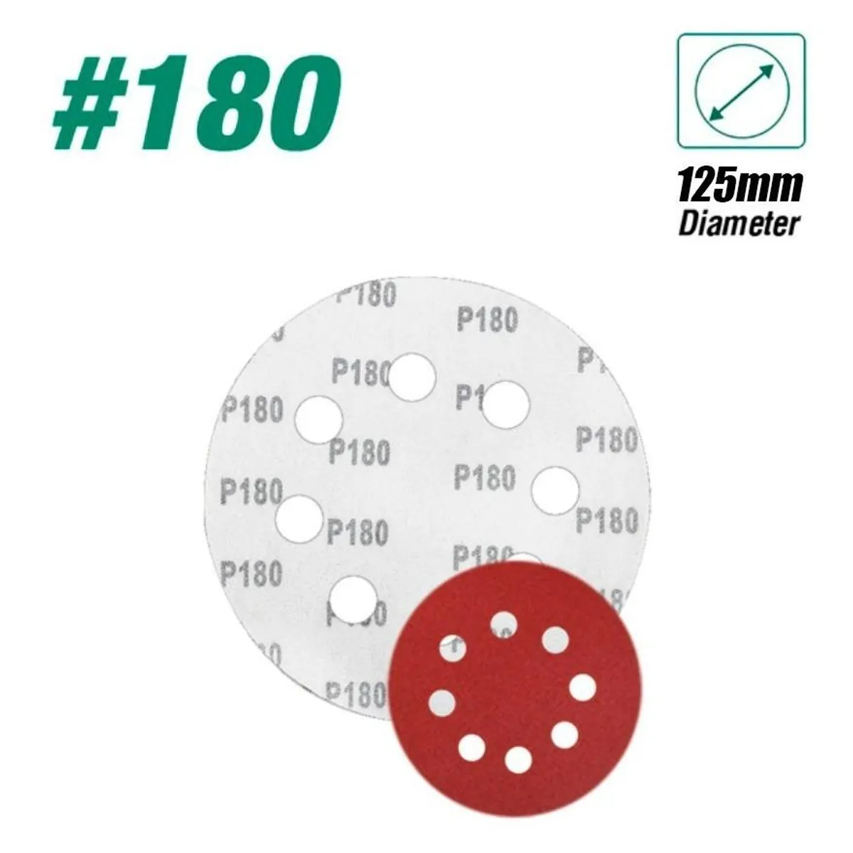 GENERICO - Juego de 100 Discos de Lijado Velcro 125mm 180