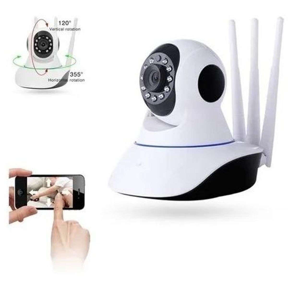 GENERICO - Cámara IP 360° de Seguridad con Visión Nocturna y Detección de Movimiento