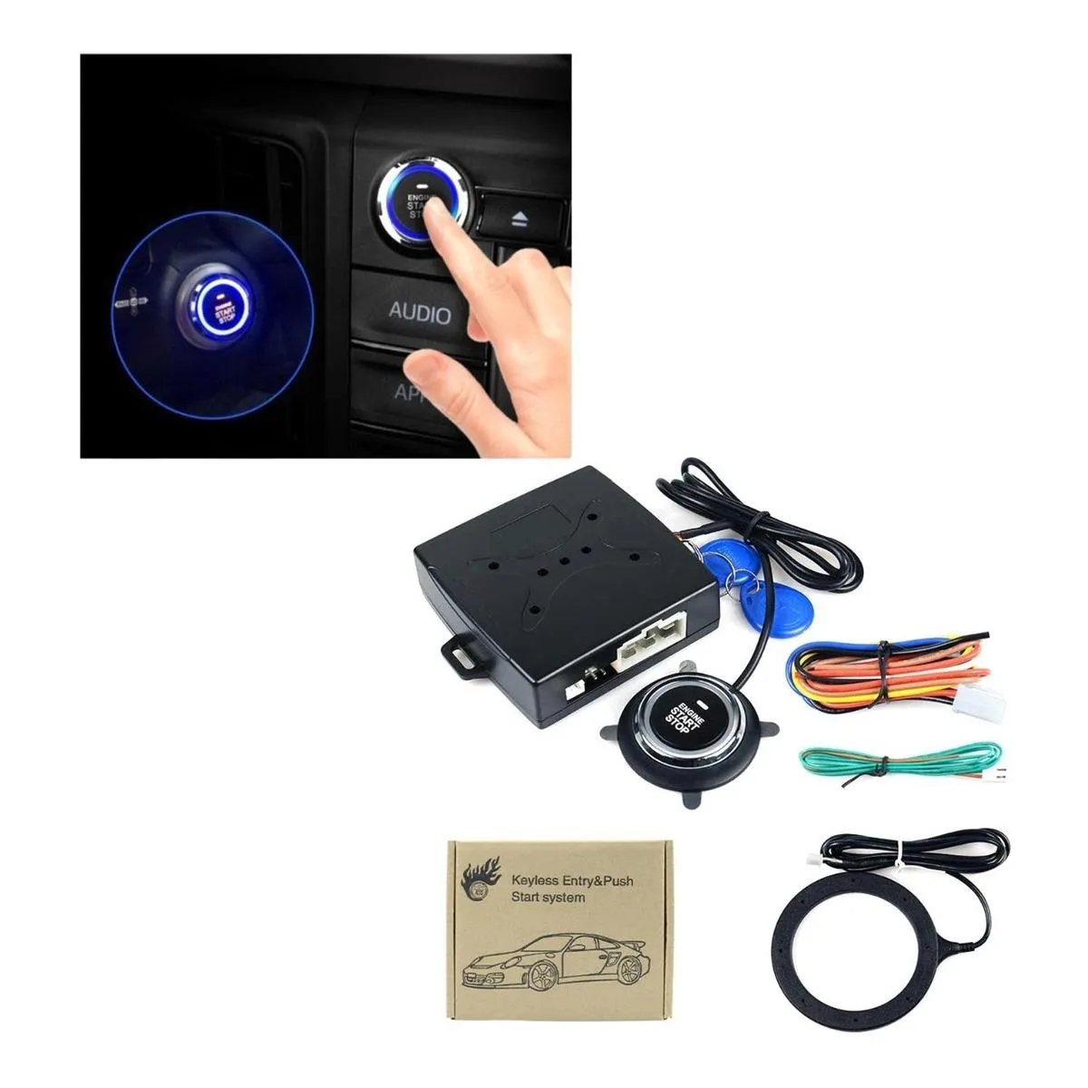 GENERICO - Sistema de Arranque Sin Llave con Chip RFID para Auto