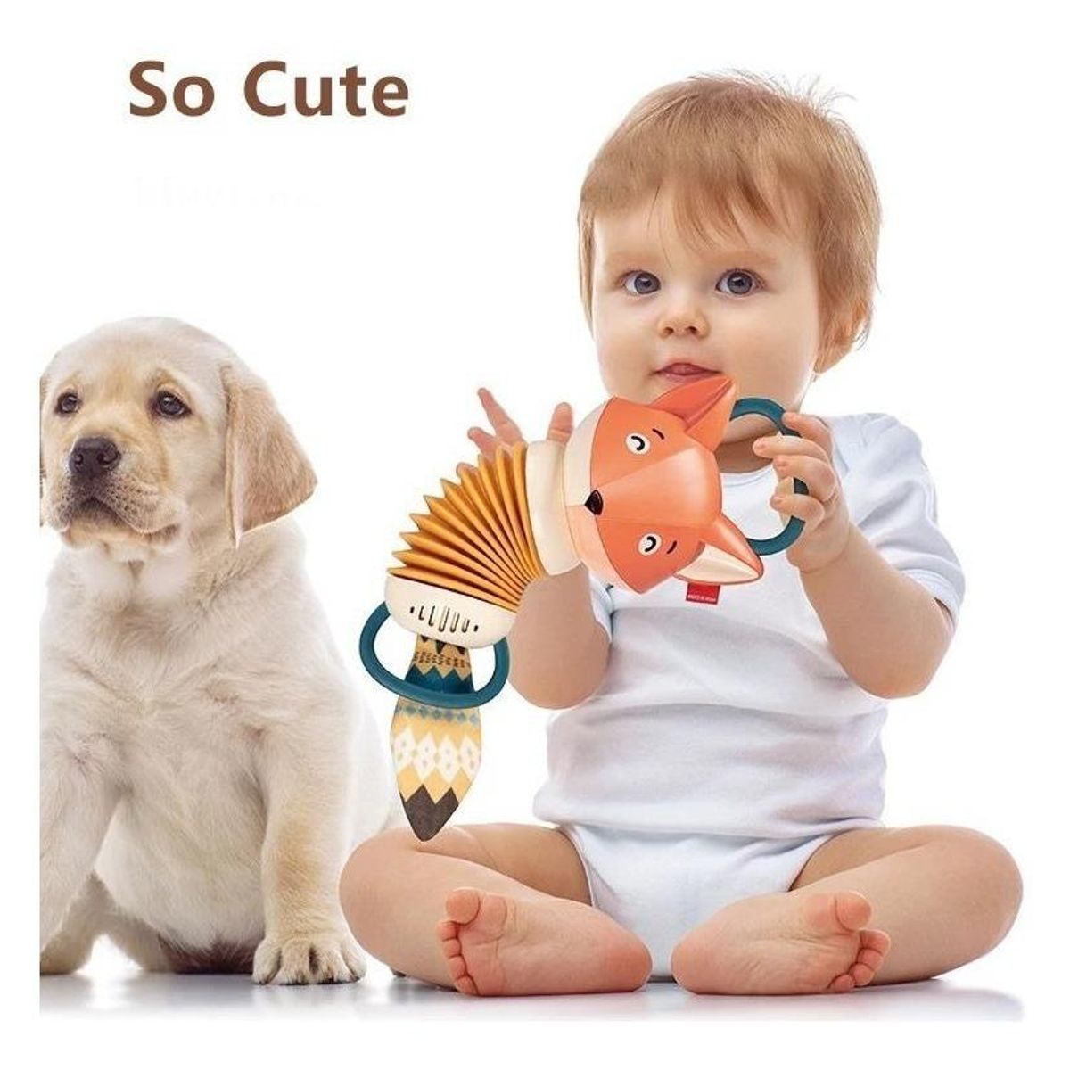 GENERICO - Sonajero Acordeón Mini Zorro de Madera para Niños