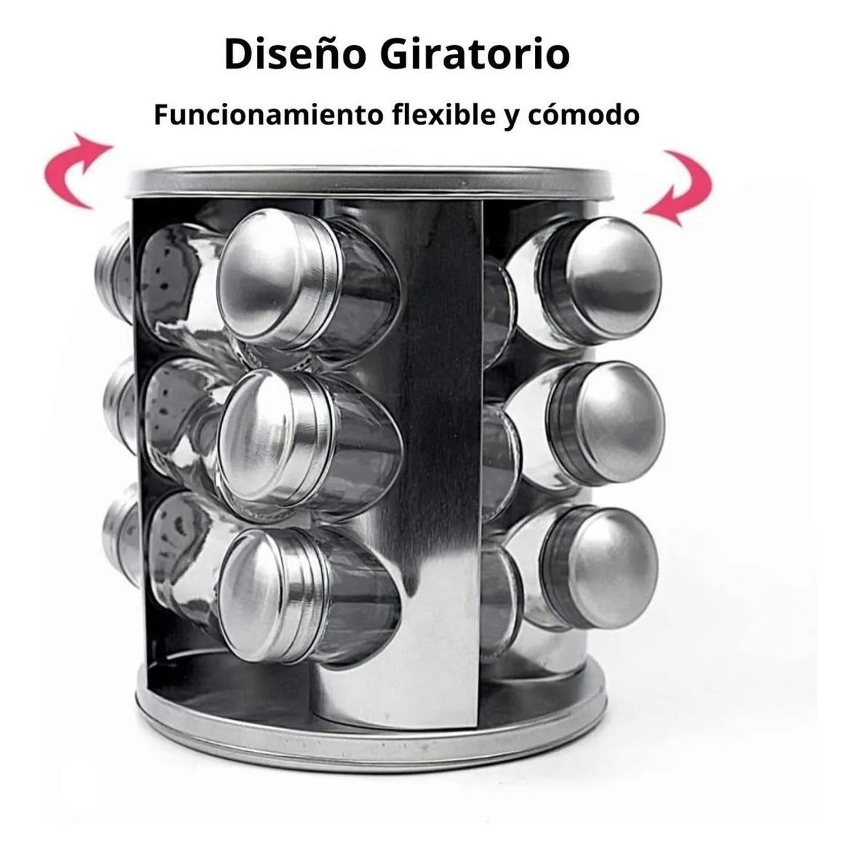 GENERICO - Rack Giratorio para Especias con 12 Frascos de Vidrio