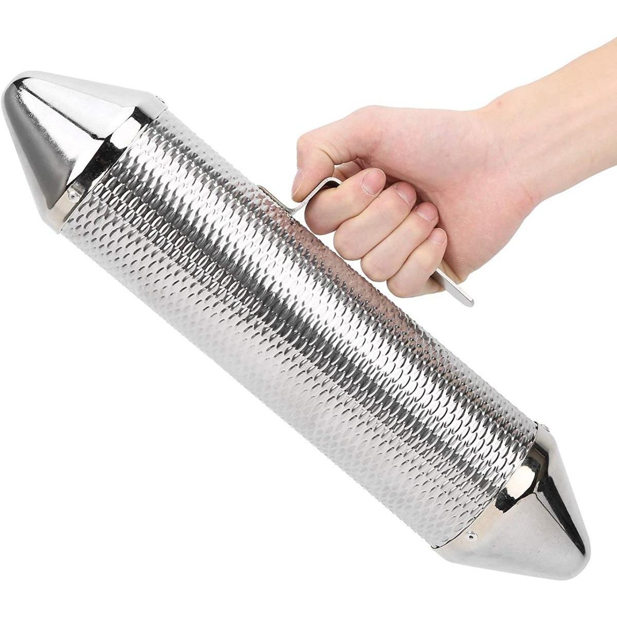 GENERICO - Guiro de Acero Inoxidable con Raspador para Percusión