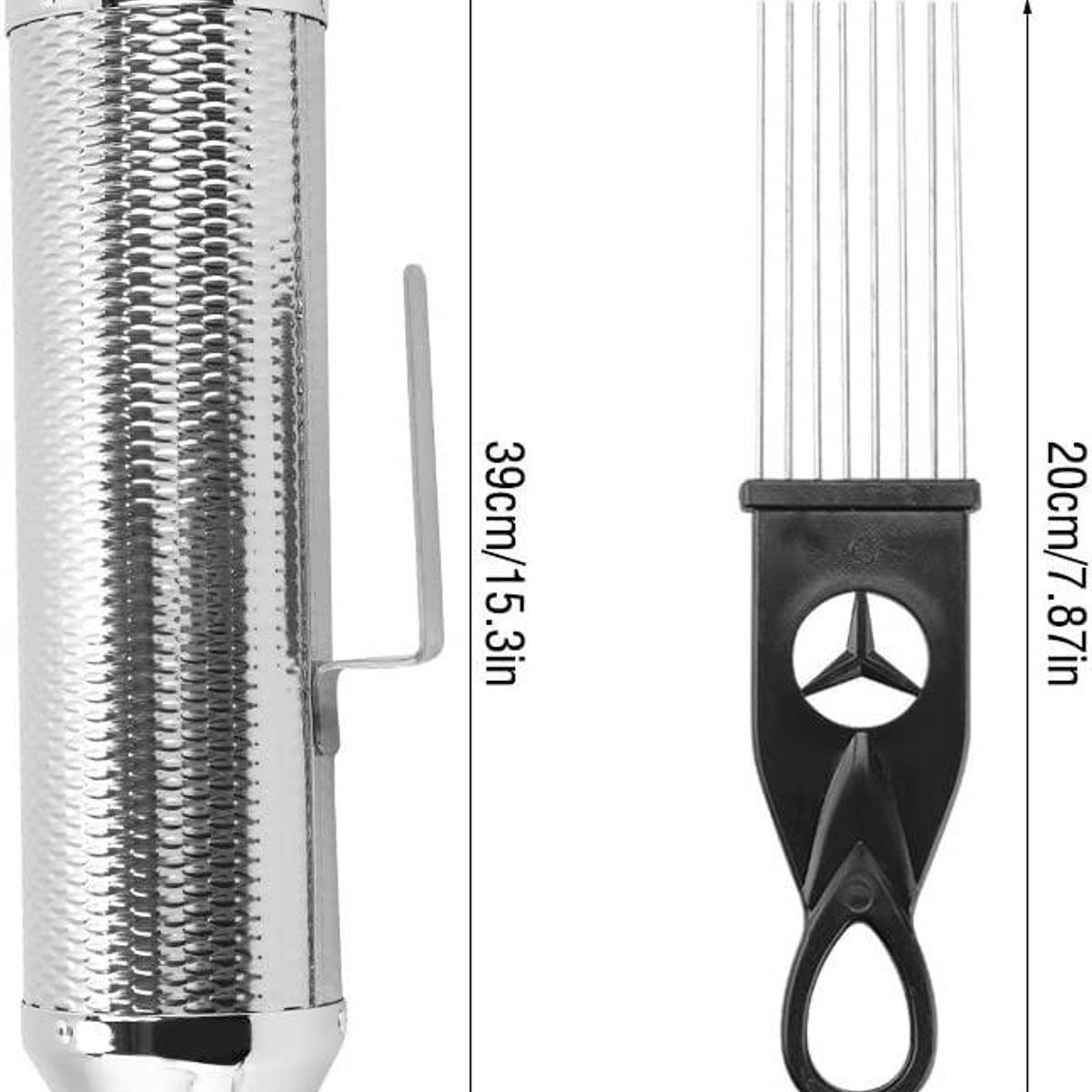 GENERICO - Guiro de Acero Inoxidable con Raspador para Percusión