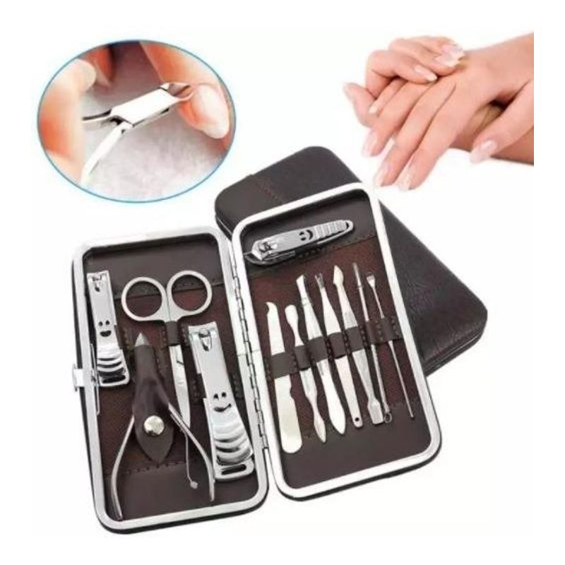 GENERICO - Estuche de Manicure y Pedicure 12 Piezas Inoxidable