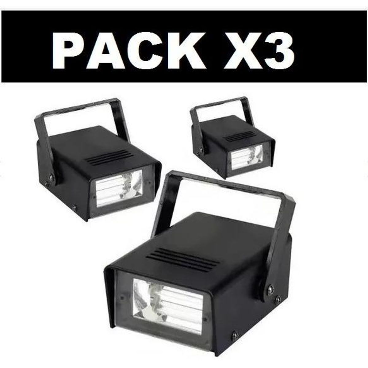 GENERICO - Pack de 3 Focos Estroboscópicos LED para Fiestas
