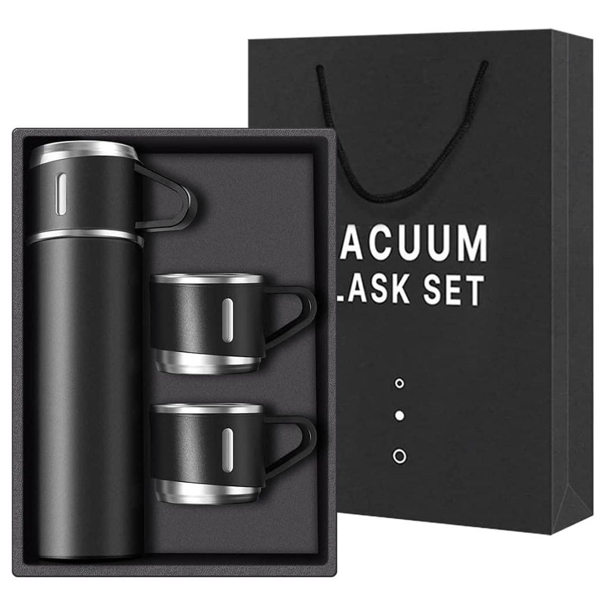 GENERICO - Termo de Acero Inoxidable con 3 Tazas de 500 Ml