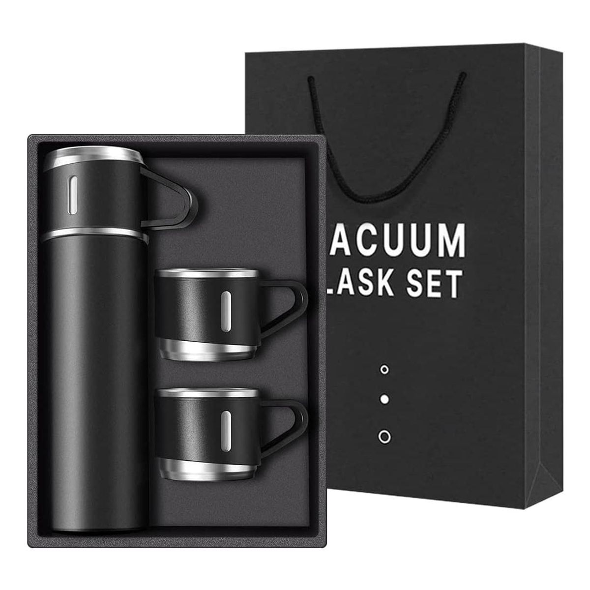 GENERICO - Termo de Acero Inoxidable con 3 Tazas de 500 Ml