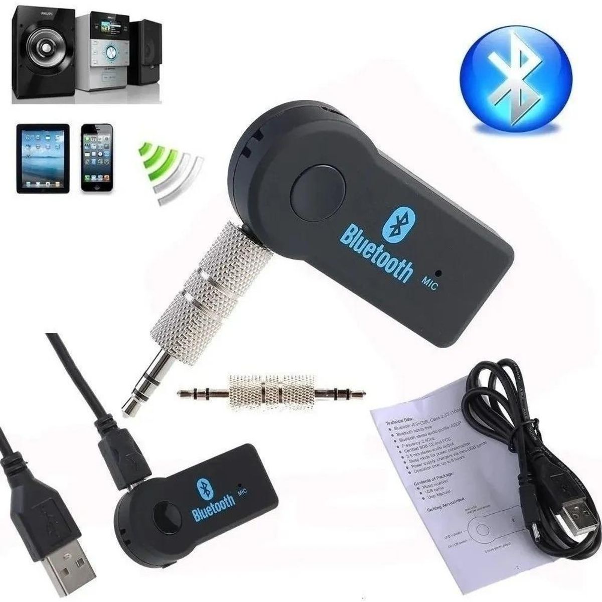 GENERICO - Receptor Bluetooth Manos Libres para Vehículo