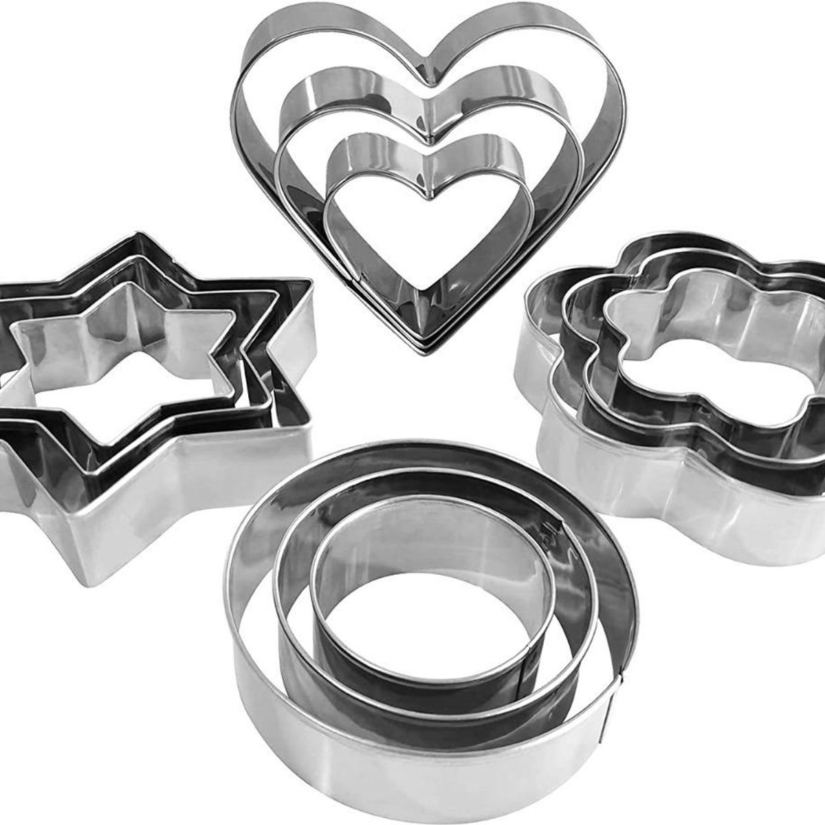 GENERICO - Juego de 12 Cortadores de Galletas de Metal