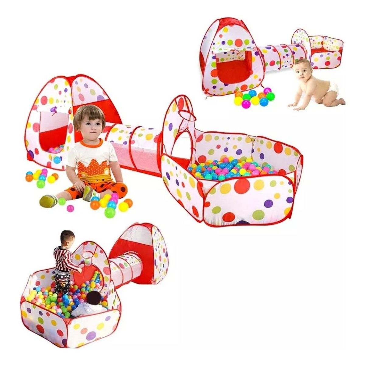 GENERICO - Carpa Plegable con Tunel y Pelotas para Niños