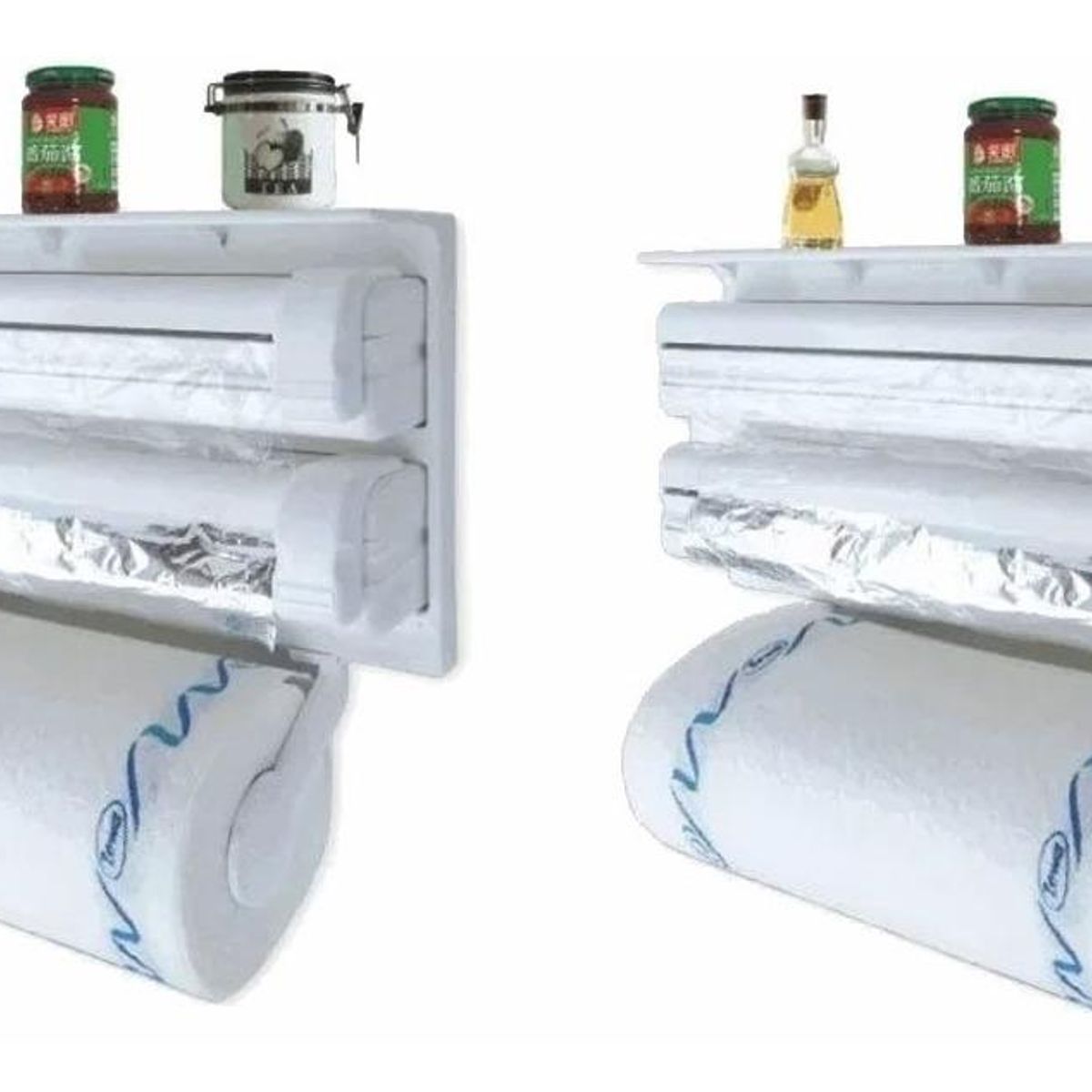 GENERICO - Portarrollo Dispensador Triple para Toallas y Films de Cocina