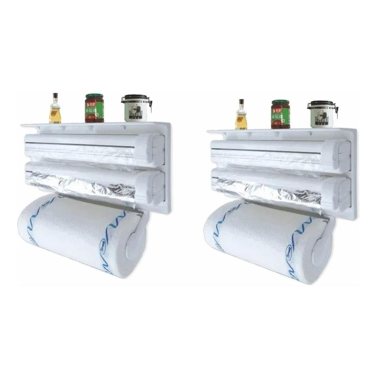 GENERICO - Portarrollo Dispensador Triple para Toallas y Films de Cocina