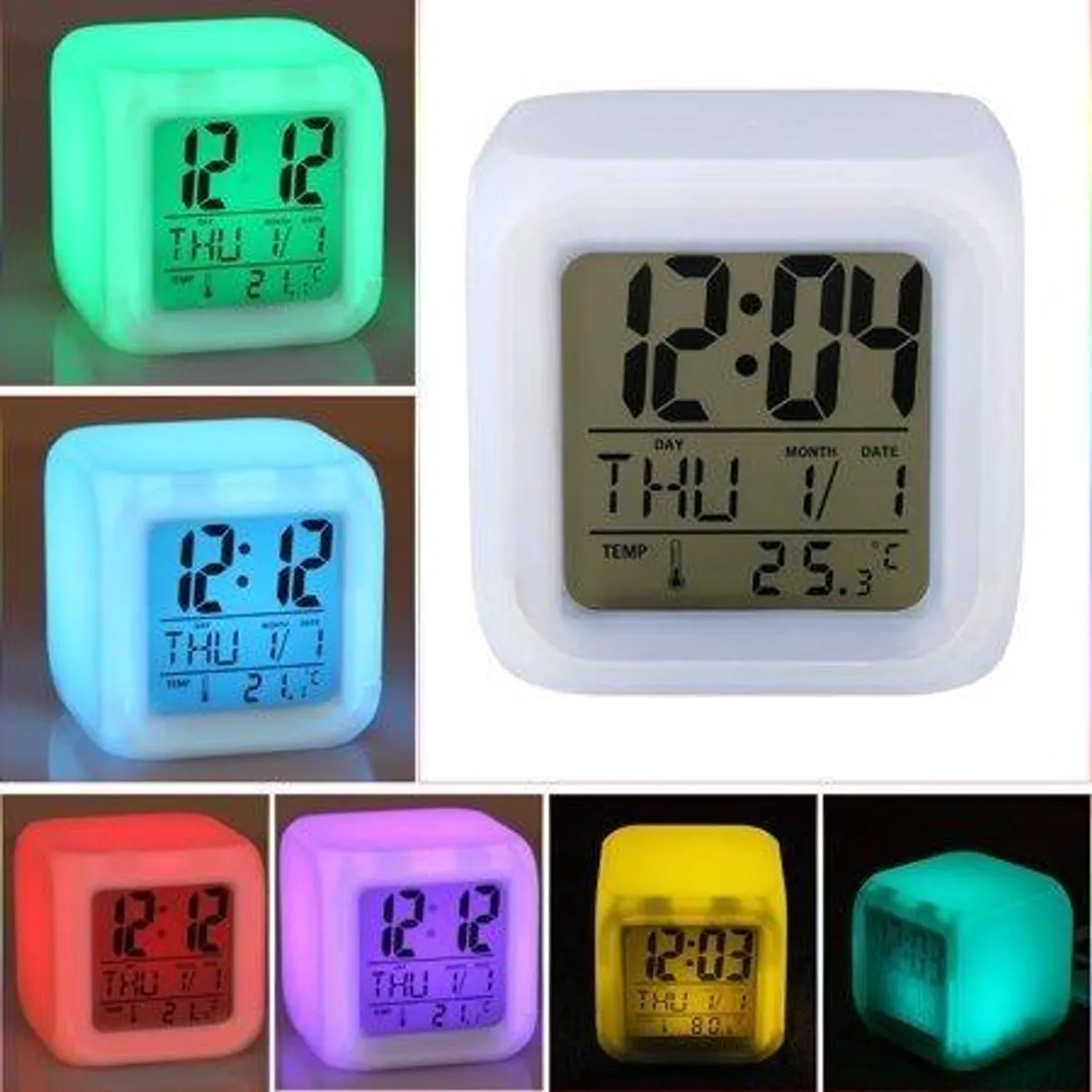 GENERICO - Reloj despertador digital LED con cambia colores