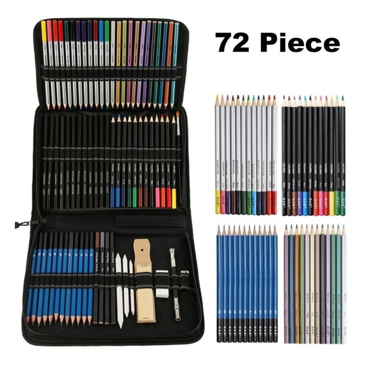 GENERICO - Estuche Profesional de 72 Lápices de Colores para Dibujo