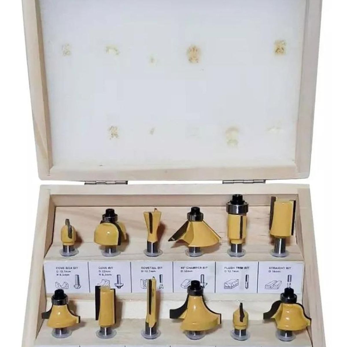 GENERICO - Set de 12 Brocas Fresas para Madera 635mm