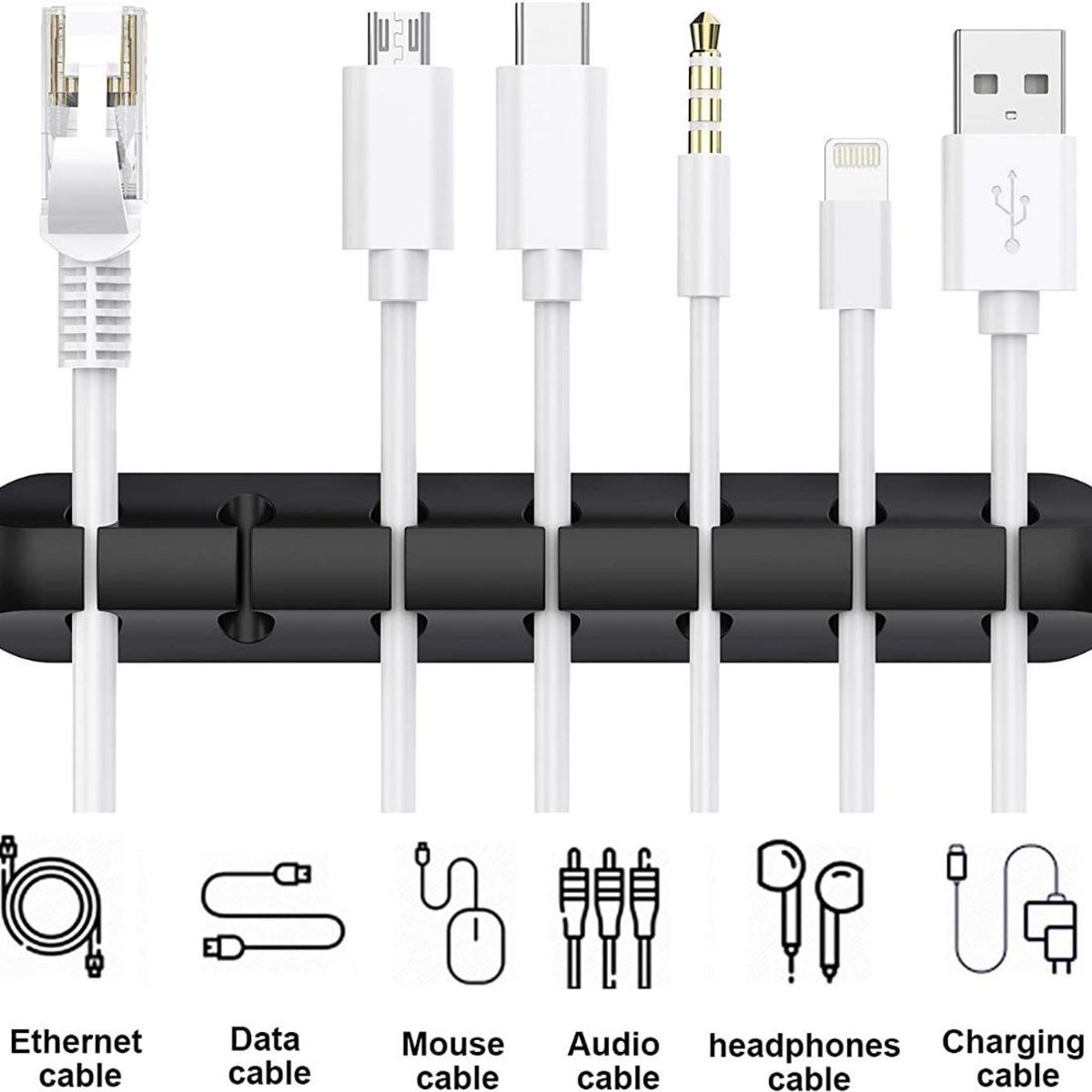 GENERICO - Organizador de Cables de Silicona con 7 Ranuras Flexible