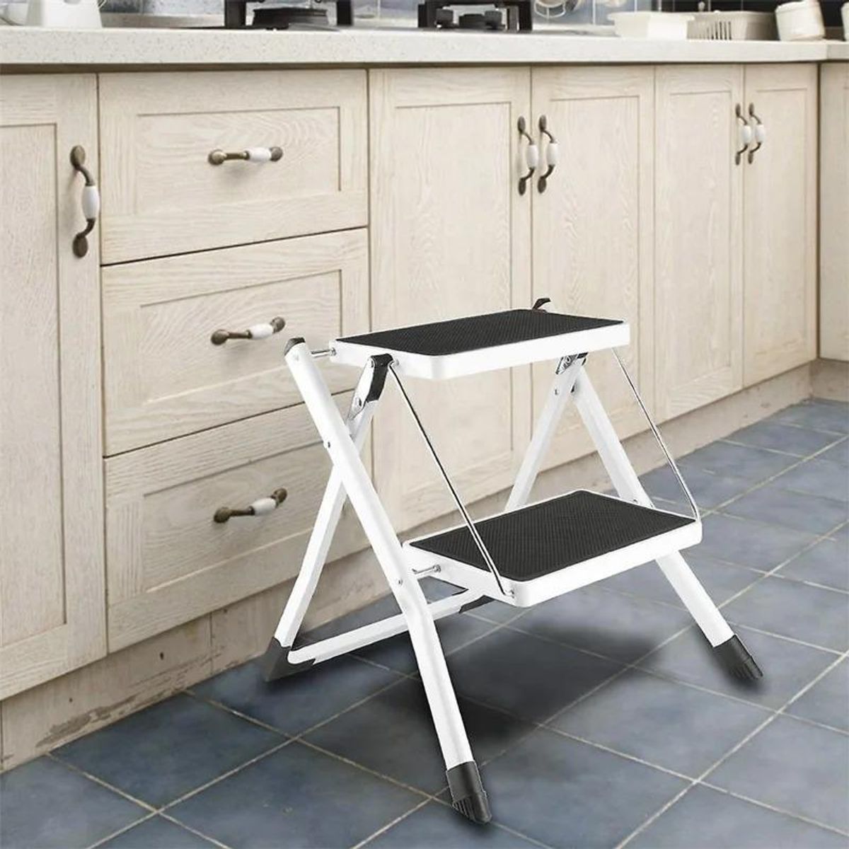 GENERICO - Escalera Plegable de 2 Peldaños Ultra Compacta