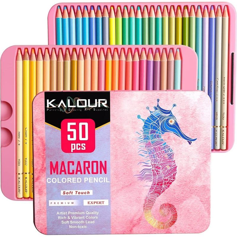 GENERICO - Set de 50 Lápices de Colores Pastel en Caja Metálica
