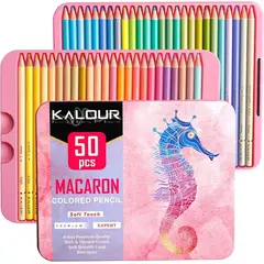 GENERICO - Set de 50 Lápices de Colores Pastel en Caja Metálica