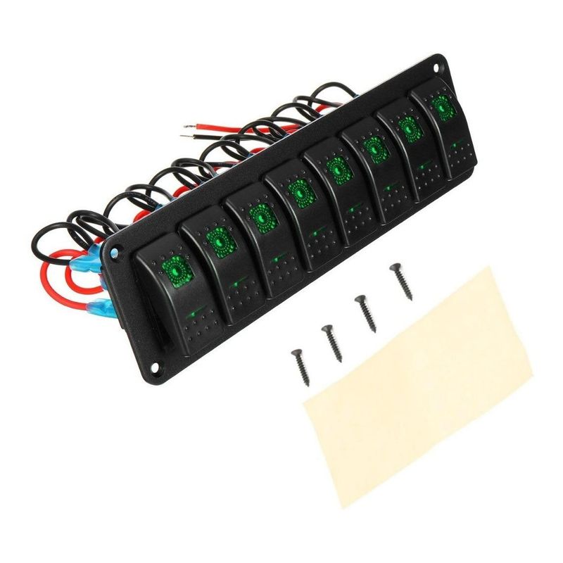GENERICO - Interruptor Led Panel 8 Conectores 12V-24V Impermeable IP66