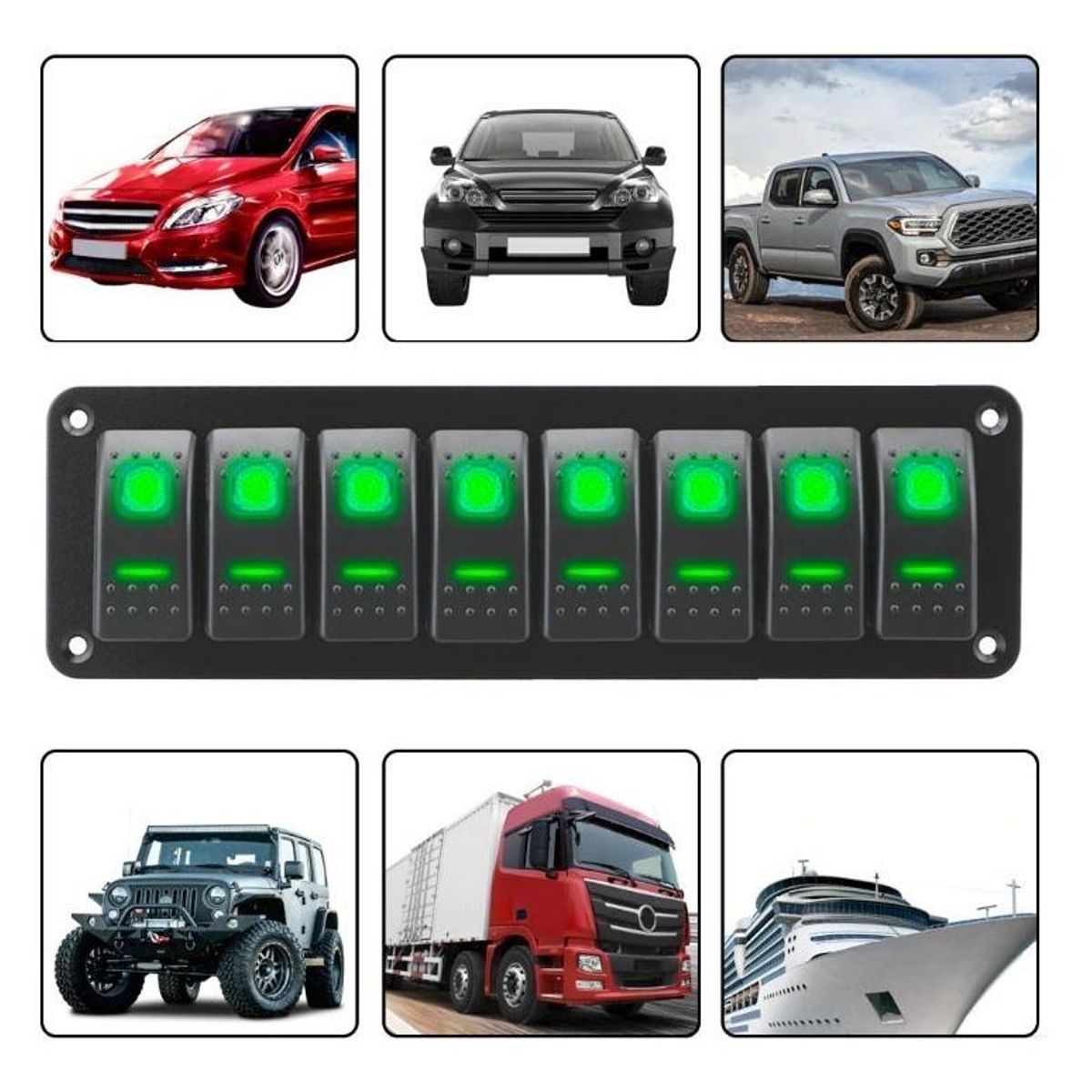 GENERICO - Interruptor Led Panel 8 Conectores 12V-24V Impermeable IP66