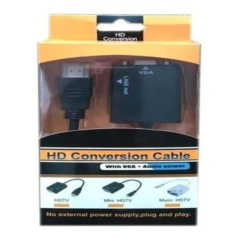 GENERICO - Adaptador HDMI a VGA + Audio HD Plug and Play
