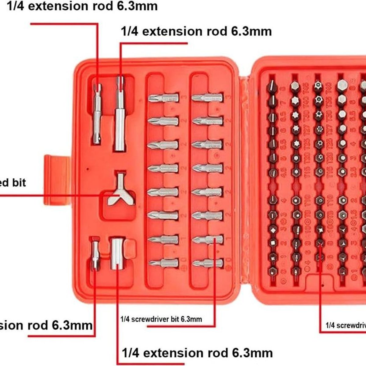 GENERICO - Juego de 100 Puntas de Destornillador de Seguridad