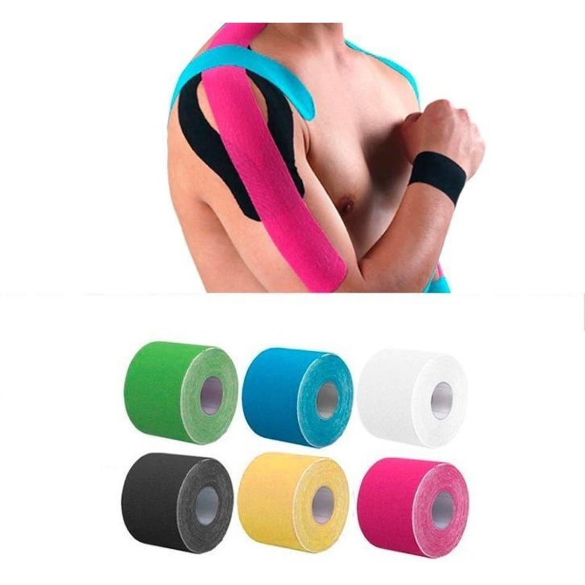 GENERICO - Pack de 6 Rollos de Cinta Kinesiológica 5cm x 5m