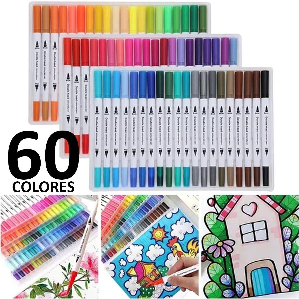 GENERICO - 60 Marcadores de Doble Punta para Arte y Diseño
