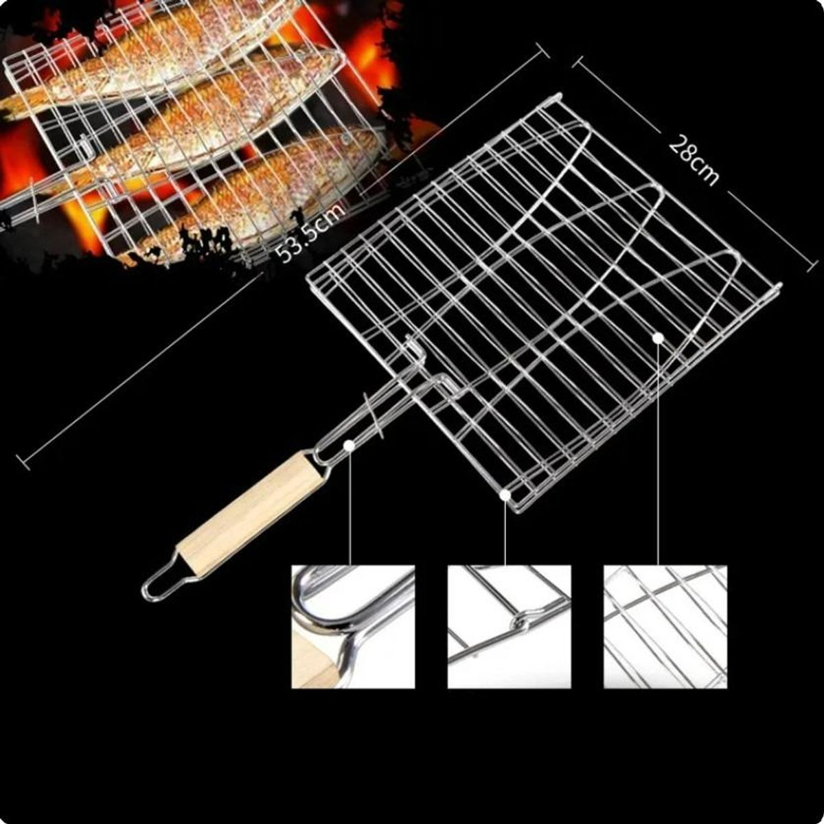 GENERICO - Rejilla Doble para Parrilla Ideal para Pescados y Carnes