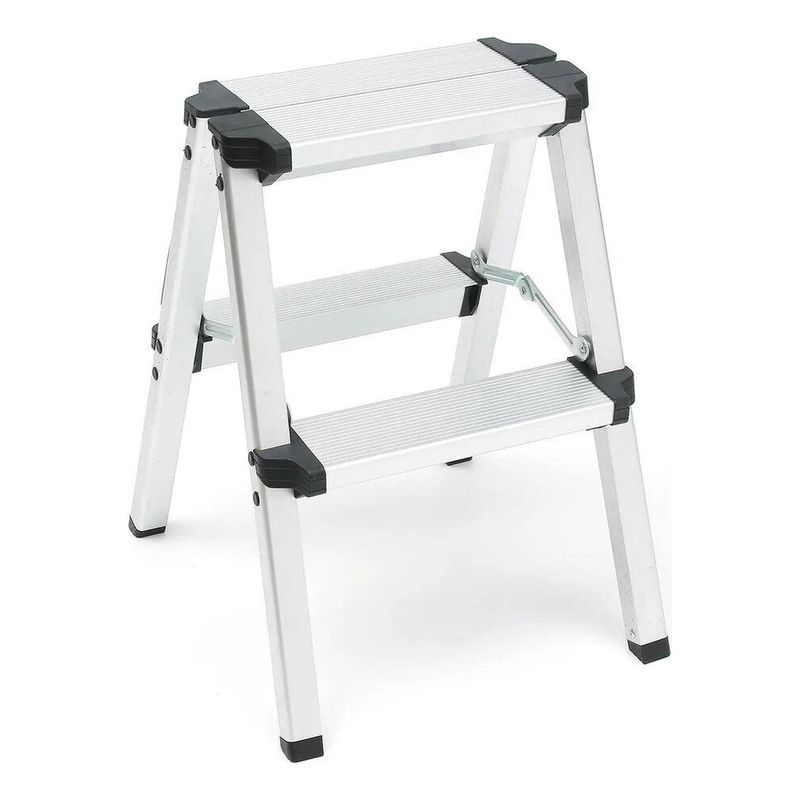 GENERICO - Escalera Plegable de Aluminio 2 Peldaños Compacta y Liviana