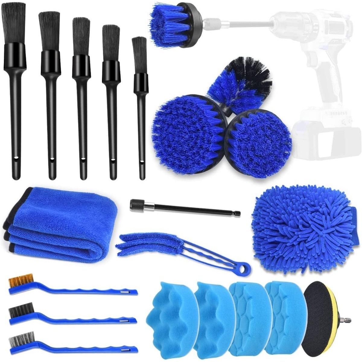 GENERICO - Kit de 21 Piezas de Cepillos y Almohadillas para Auto