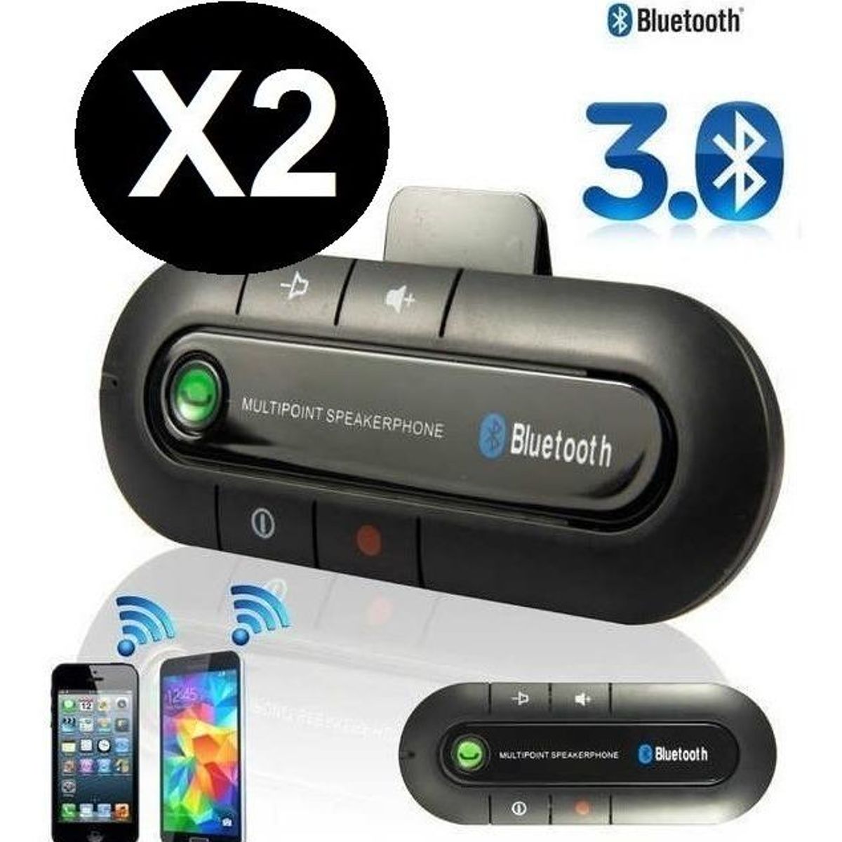 GENERICO - Manos Libres Bluetooth para Autos - Pack 2 Unidades
