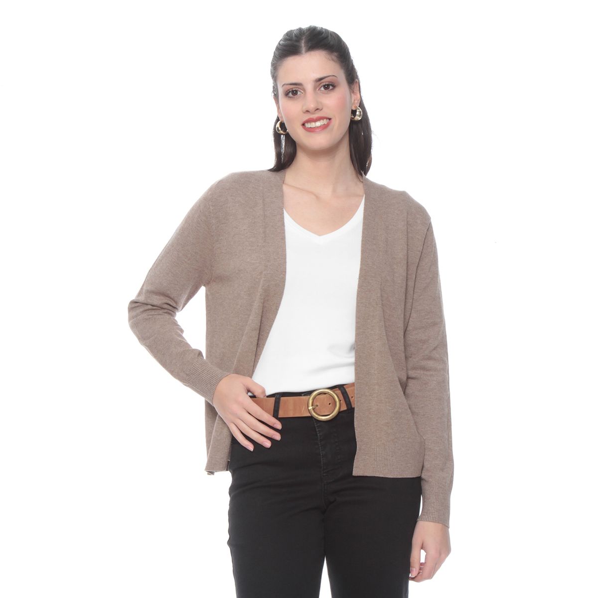 WADOS - CHALECO MANGA LARGA SOLIDO ABIERTO EN DELANTERO