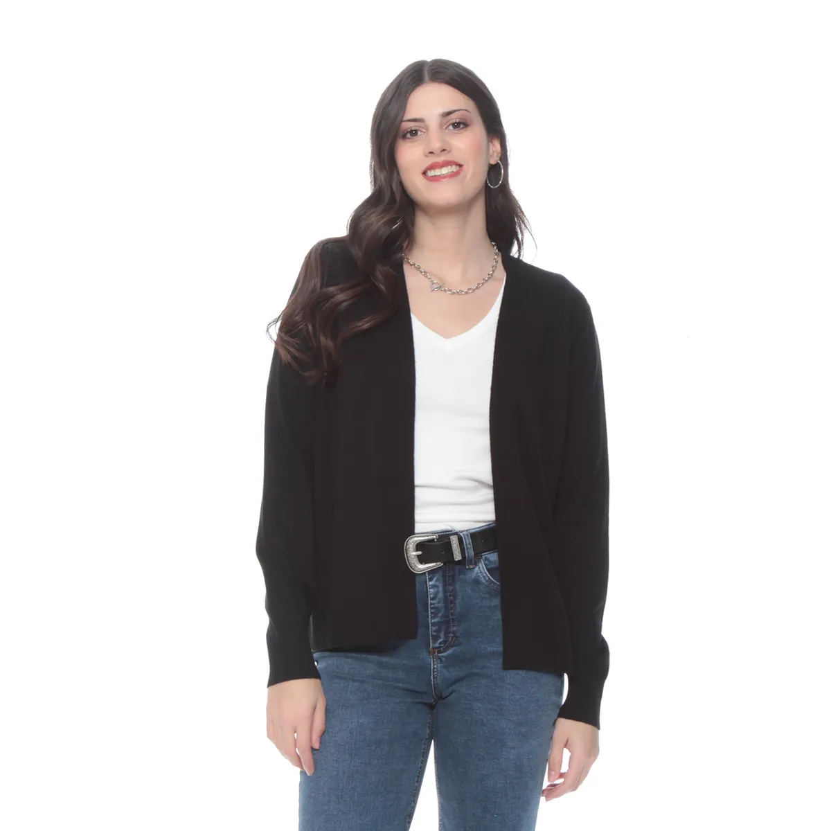 WADOS - CHALECO MANGA LARGA SOLIDO ABIERTO EN DELANTERO