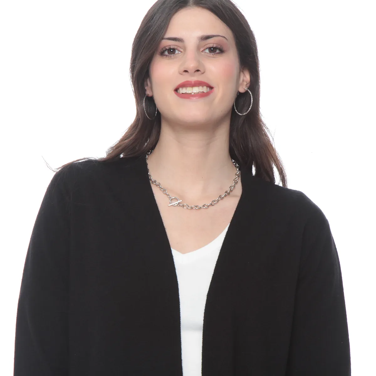 WADOS - CHALECO MANGA LARGA SOLIDO ABIERTO EN DELANTERO