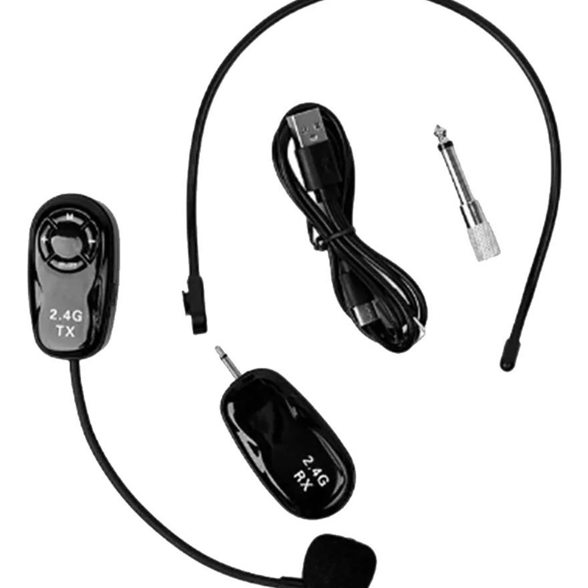 GENERICO - Micrófono Inalámbrico de Cintillo 24G con Receptor AUX