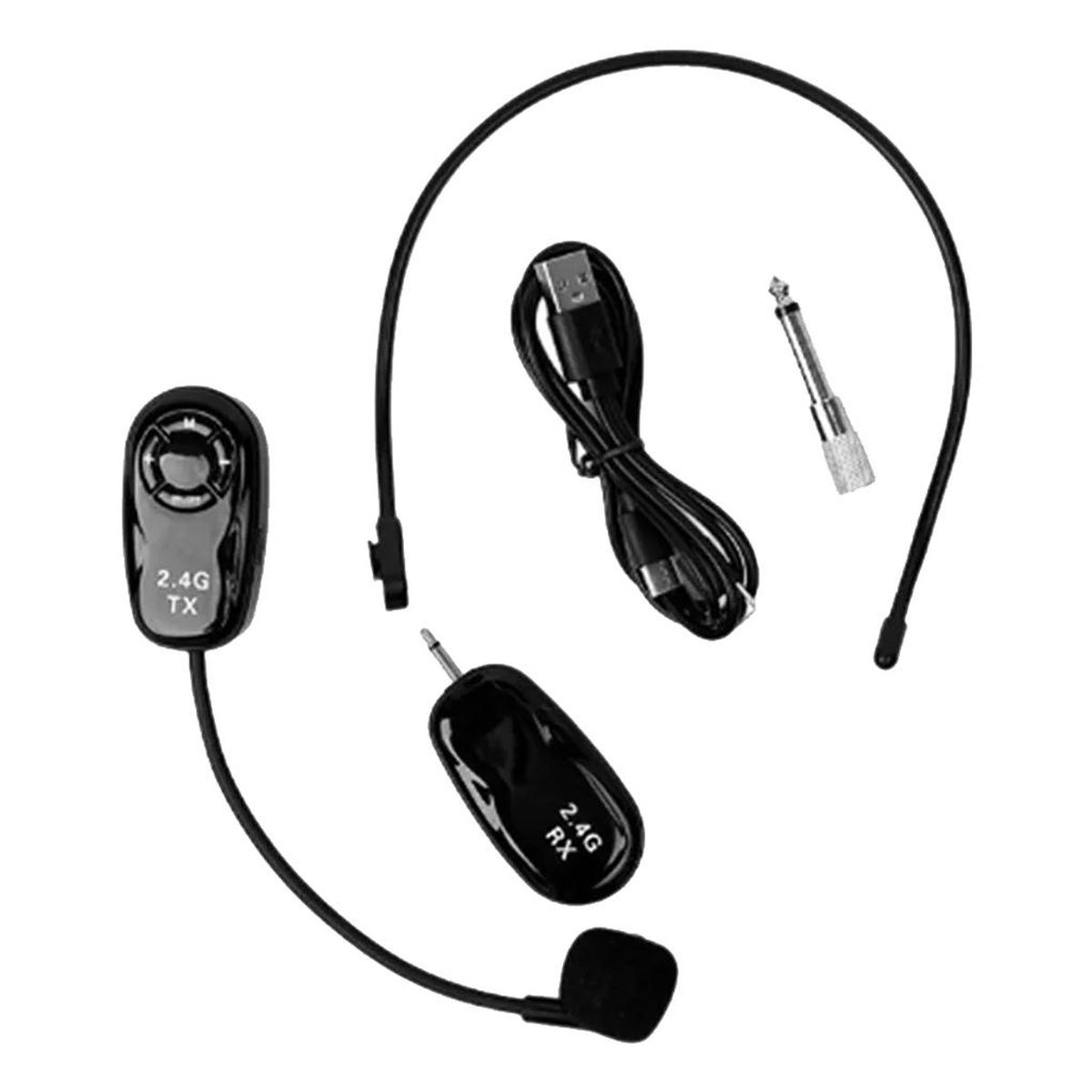 GENERICO - Micrófono Inalámbrico de Cintillo 24G con Receptor AUX