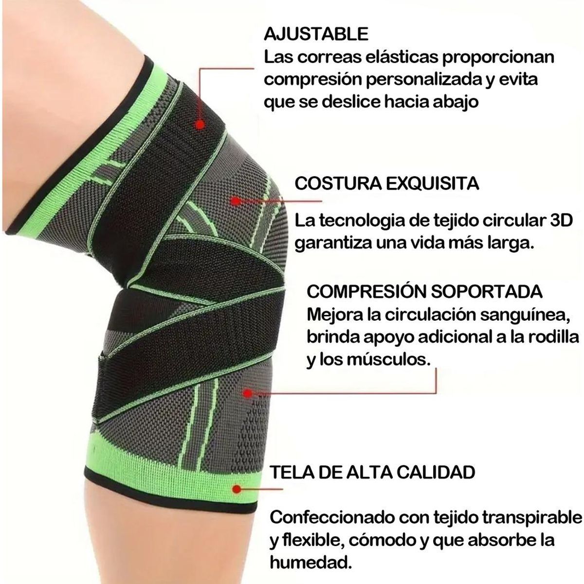 GENERICO - Rodillera Elástica Ortopédica con Compresión Ajustable