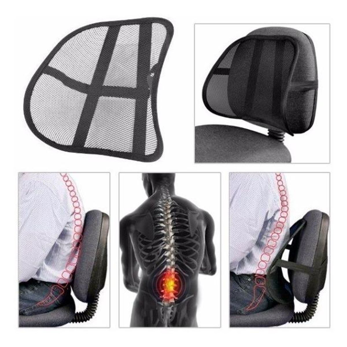 GENERICO - Pack de 6 Respaldo Lumbar Ergonómico para Mejora Postural