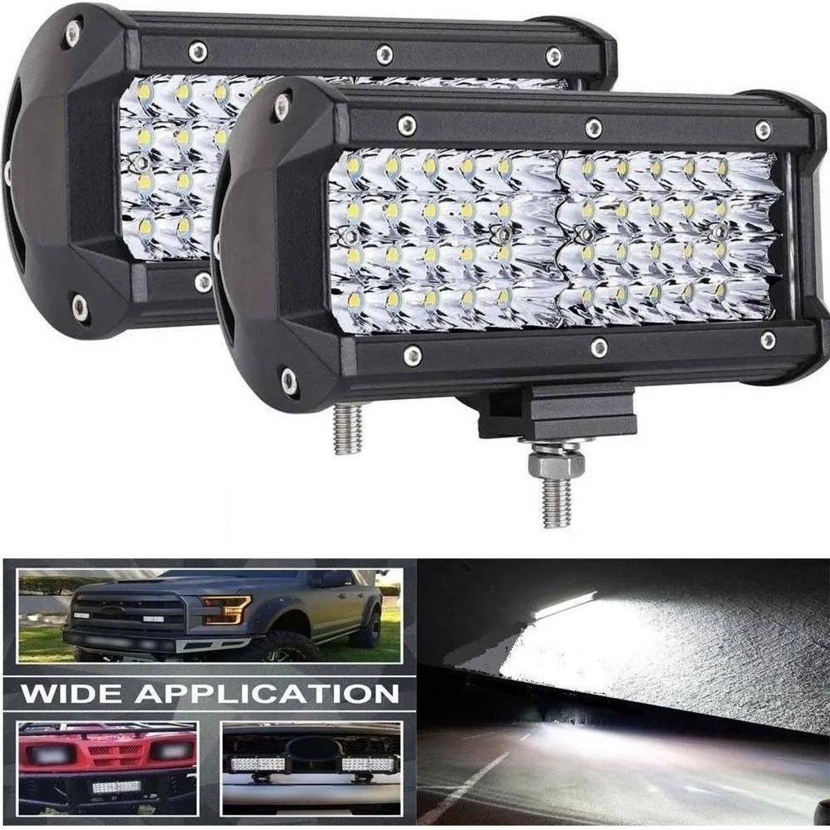 GENERICO - Pack de 2 Focos LED Rectos 120W para Vehículos