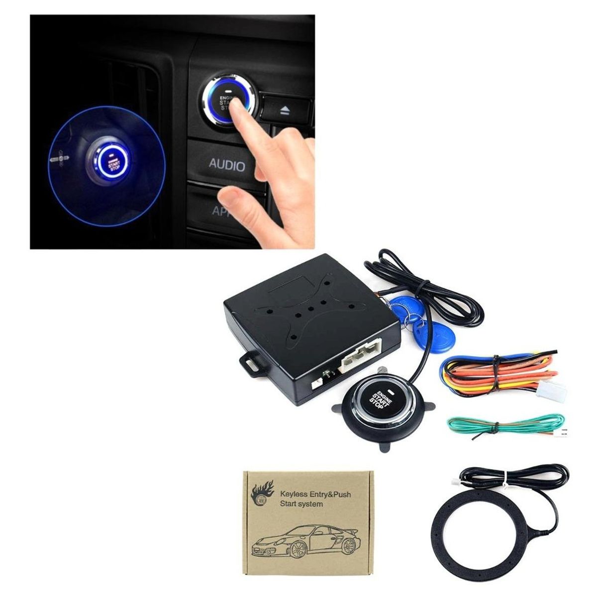 GENERICO - Botón de Arranque y Apagado RFID para Autos DC12V