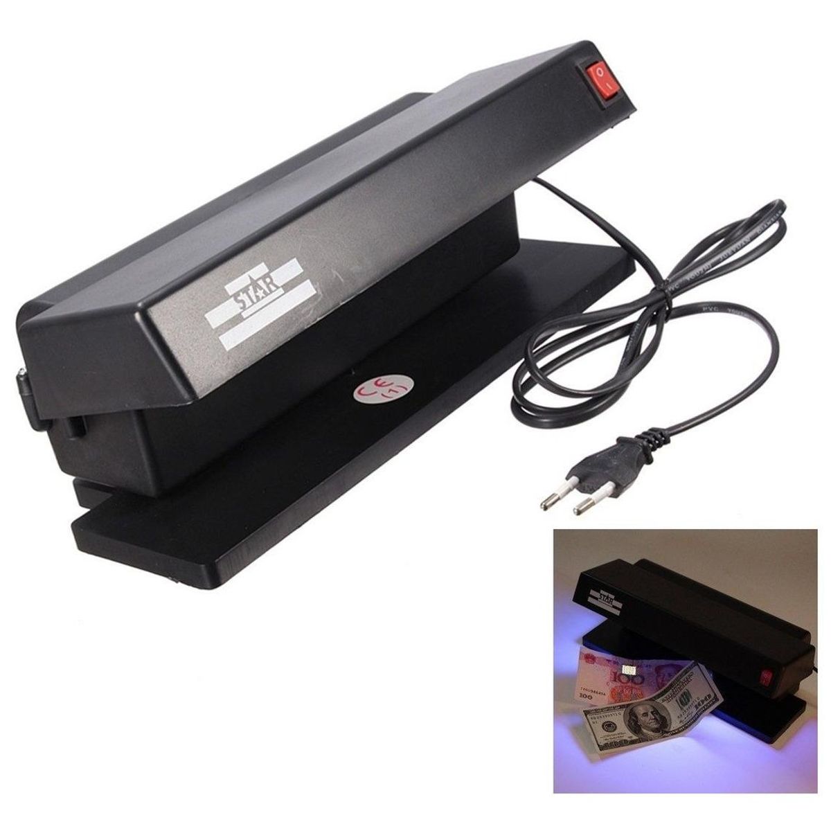 GENERICO - Pack de 3 Detectores de Billetes Falsos con Luz UV